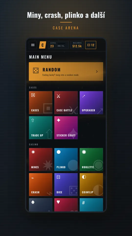 Miny, crash, plinko a další