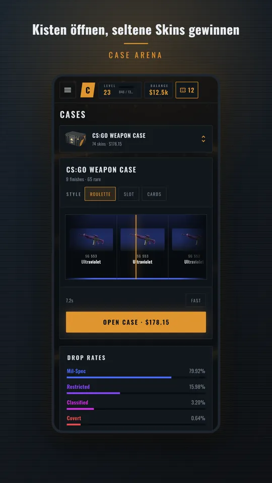 Kisten öffnen, seltene Skins gewinnen