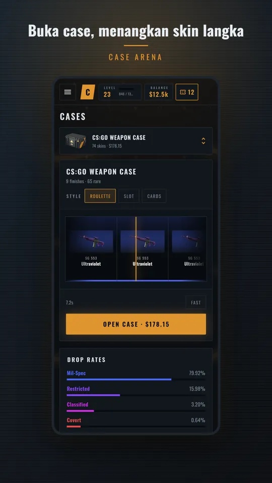 Buka case, menangkan skin langka